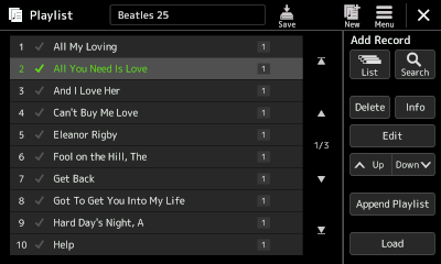 Playlist for Beatles 25 with 2nd song, All You Need Is Love selected.